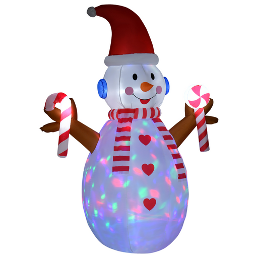Inflatable Decoration – Snowman with Rotating 3-Colour Light - Samanta Factory