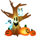 240cm Halloween inflatable tree with ghost, pumpkins, owl, and four LED lights for indoor and outdoor UK display