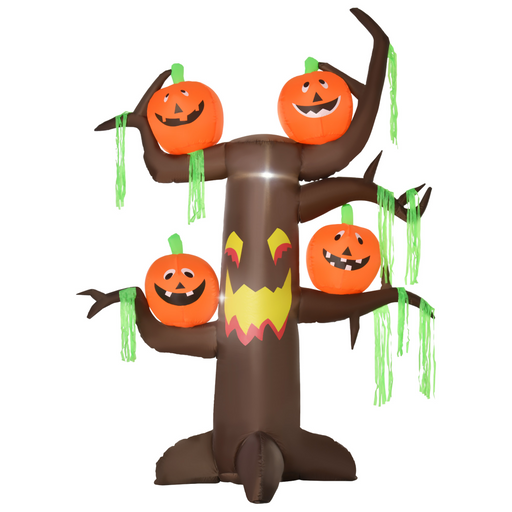 2.4m Halloween inflatable ghost tree with pumpkins and 6 LED lights for outdoor garden display UK