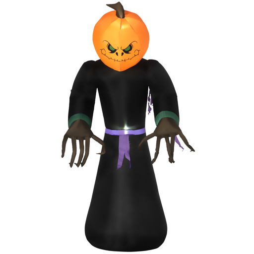 2.1 m inflatable Halloween Pumpkin Man Grim Reaper with LED lights for garden and party decoration