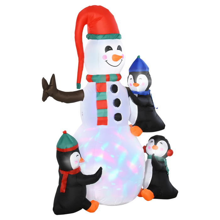 6ft Inflatable Christmas Snowman with Three Penguins LED Outdoor Yard Deco - Samanta Factory