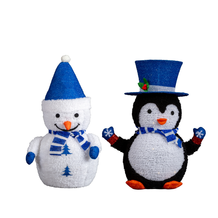 Christmas Lighted Decorations – Penguin & Snowman Duo - Samanta Factory