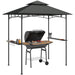 BBQ gazebo shelter with metal frame, two-tier canopy, side shelves, baskets, and light hook for outdoor grilling

