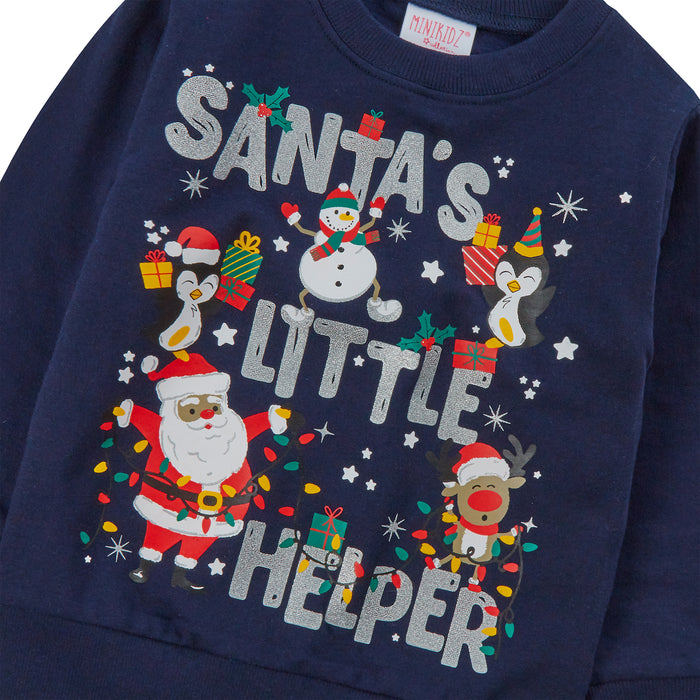 Childrens Kids Boys Girls Christmas Xmas Jumper Sweatshirt Sweater Glitter Warm