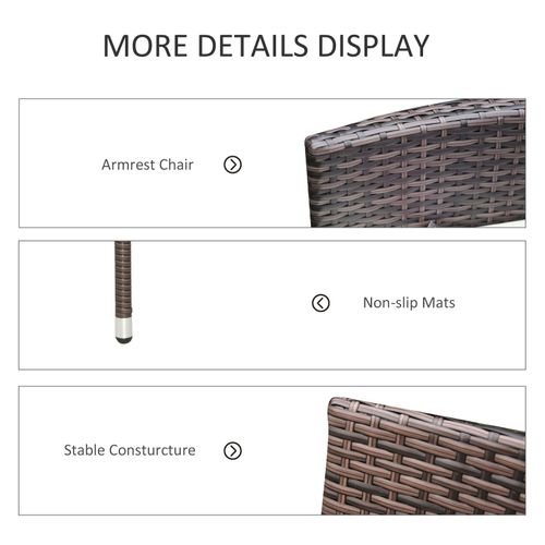 2-Seater Rattan Garden Armchair Set w/ Thick Cushions | Galvanized Metal Frame (Brown) - Samanta Factory