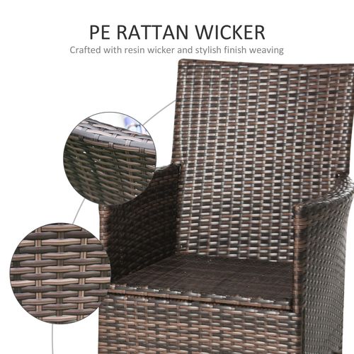 2-Seater Rattan Garden Armchair Set w/ Thick Cushions | Galvanized Metal Frame (Brown) - Samanta Factory