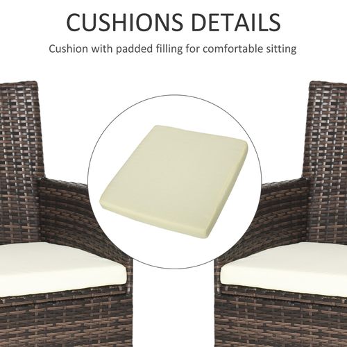 2-Seater Rattan Garden Armchair Set w/ Thick Cushions | Galvanized Metal Frame (Brown) - Samanta Factory