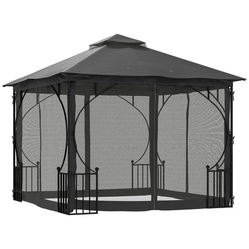 Outsunny 3x3m garden gazebo party tent with double-tier canopy and steel frame – outdoor sun and rain shelter for UK patios and lawns

