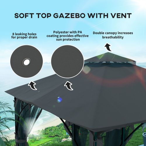 3x3m Gazebo Party Tent | Double-Tier Patio Canopy with UV Protection & Steel Frame – Garden Sun Shade - Samanta Factory