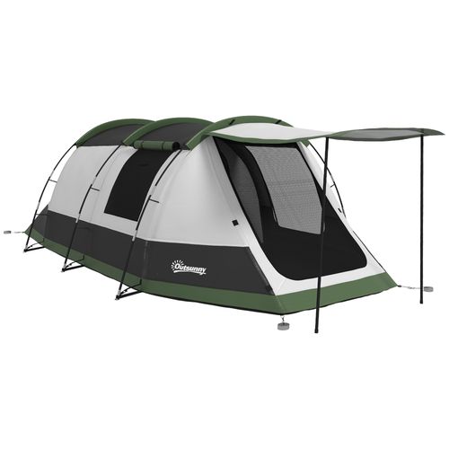 Outsunny 3–4 person tunnel tent with waterproof rain protection, separate bedroom, living room, and porch – UK family camping tent