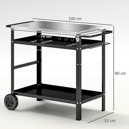 Outsunny BBQ Trolley: Stainless Steel Pizza Table & Versatile Outdoor Cart - Samanta Factory