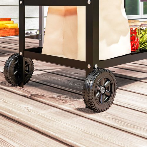 Outsunny BBQ Trolley: Stainless Steel Pizza Table & Versatile Outdoor Cart - Samanta Factory