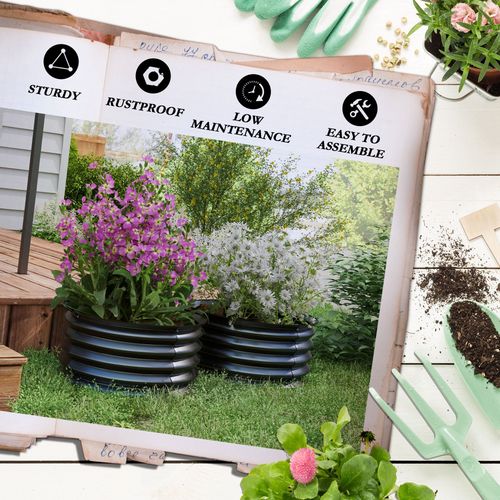 Raised Planter Set – Sturdy Galvanized Steel Design - Samanta Factory