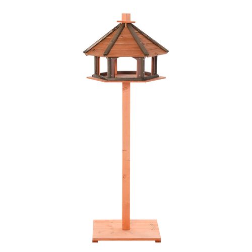 Wooden Bird Feeder Wooden Bird Table Bird Feeder with Roof, Brown, 130cm - Samanta Factory