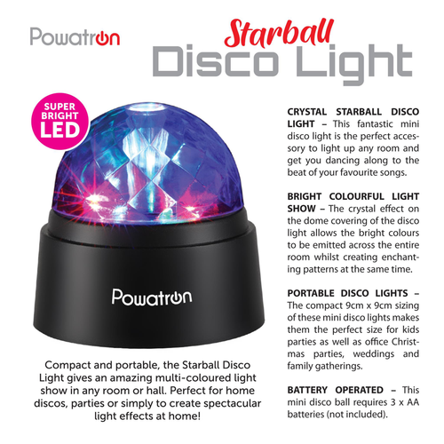 Powertron Starball Disco Light | Compact and portable, Multi-coloured light - Samanta Factory