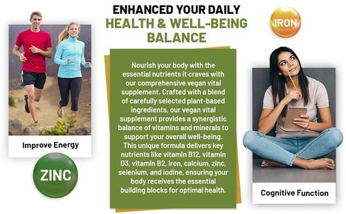 Vegan Multivitamins & Minerals (120 Capsules) 🌱 High-Strength Formula with B12, D3 & Iron - Prowise UK - Samanta Factory