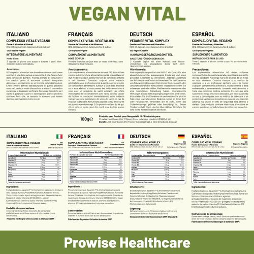 Vegan Multivitamins & Minerals (120 Capsules) 🌱 High-Strength Formula with B12, D3 & Iron - Prowise UK - Samanta Factory