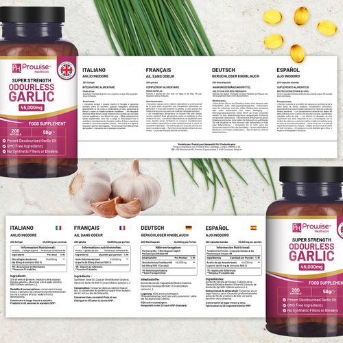 Premium Odourless Garlic Capsules – High Strength 45,000mg in 200 Softgels - Samanta Factory