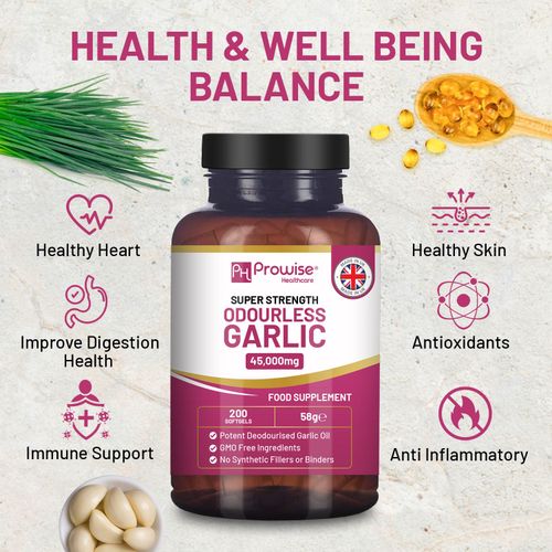 Premium Odourless Garlic Capsules – High Strength 45,000mg in 200 Softgels - Samanta Factory