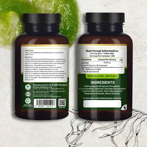 Sea Kelp 2000mg – 200 Vegan Tablets | Natural Iodine Support - Samanta Factory