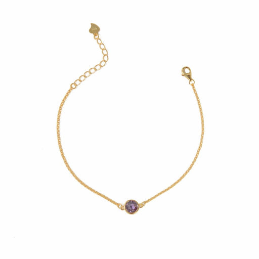 Stackable gold-plated sterling silver bracelet with colourful gemstone accent in gift packaging

