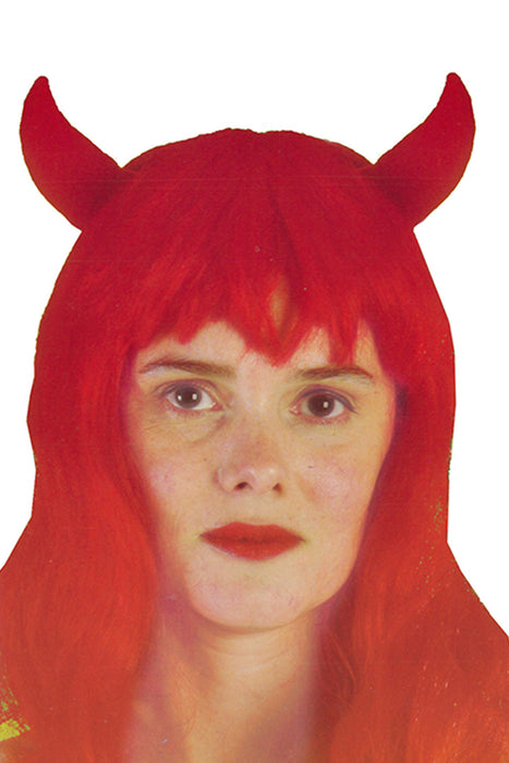  Halloween Red Devil Wig with Horns for Costume Parties