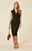 Black V Neck Wrap Dress - Samanta Factory