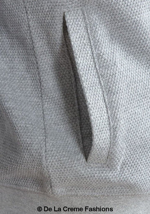 De La Creme MAN - Pique Grey Long Sleeve Zip-up Bomber Jacket - Samanta Factory
