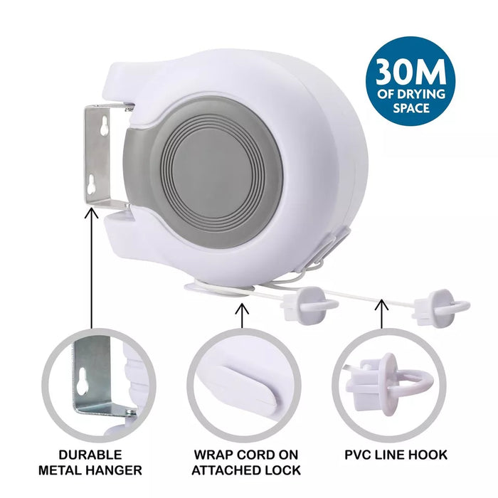 Retractable Washing Line – Dual 30M Lines for Indoor & Outdoor Use - Samanta Factory