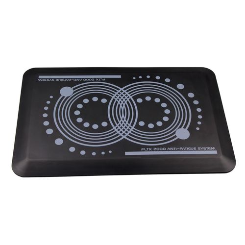 Anti-fatigue mat with non-slip base and antimicrobial protection for feet and back support.