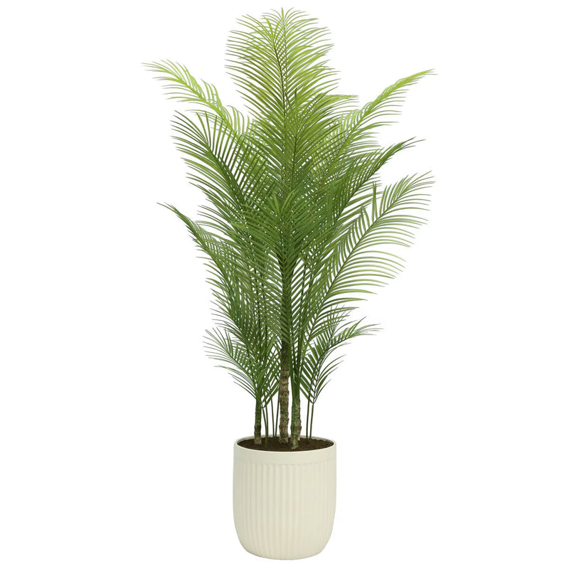 6.5ft realistic artificial palm tree with ribbed planter for indoor décor

