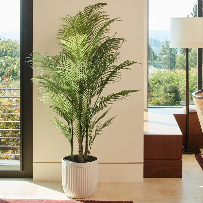Artificial 6.5Ft Palm Tree in Ribbed Planter