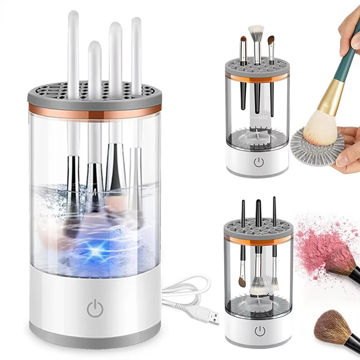 USB electric makeup brush cleaner with drying rack and dual cleaning modes


