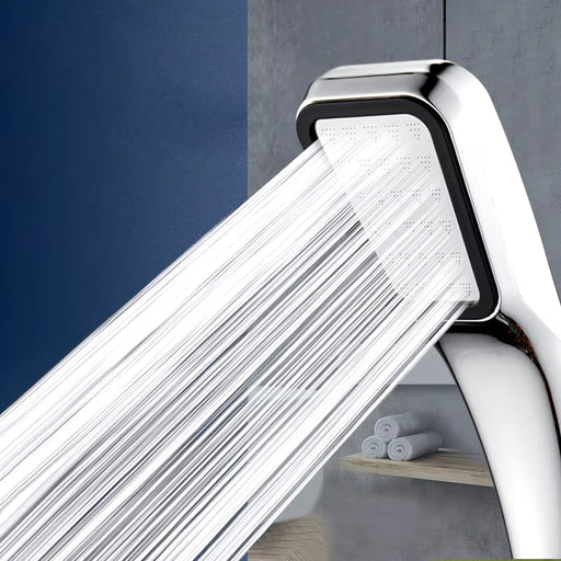 Silver square shower head with 300-hole rainfall spray - high pressure bathroom upgrade UK