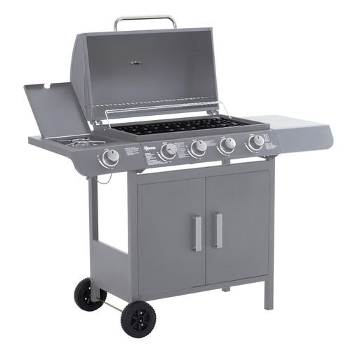 Gas BBQ Grill - 4+1 Burners with Storage & Mobility - Samanta Factory