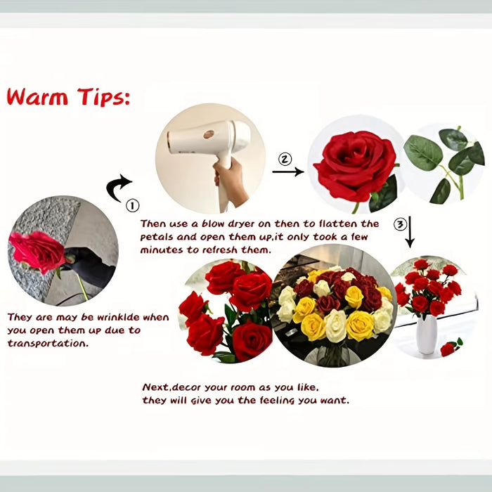 12Pcs Realistic Artificial Rose Bouquet for Weddings, Birthdays, and More for Floral Arrangements and Home Decor