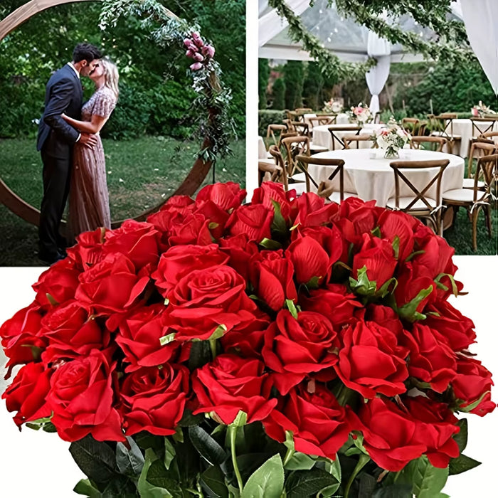 Lifelike 12-piece artificial rose bouquet with silk petals for home and wedding decoration