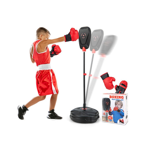 Adjustable boxing set for kids with punching bag, gloves, and sturdy base