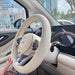 Napa Leather Perforated Patchwork Car Steering Wheel Cover, Non-Slip, Breathable, Universal 15 Inch (Approx. 38Cm)