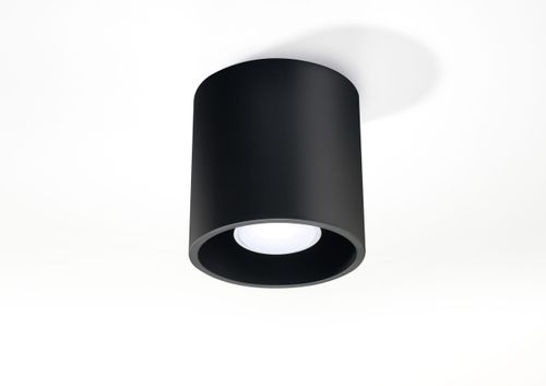 Modern black round ceiling lamp in aluminum with loft style design, 10x10x10 cm