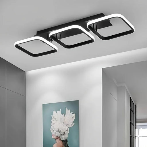 Modern black frosted Nordic ceiling light with dimmable LED and aluminum design