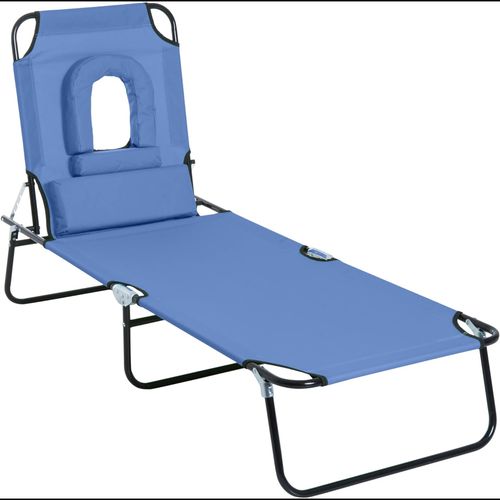 Outsunny portable recliner, foldable outdoor chair for camping, beach, and poolside relaxation