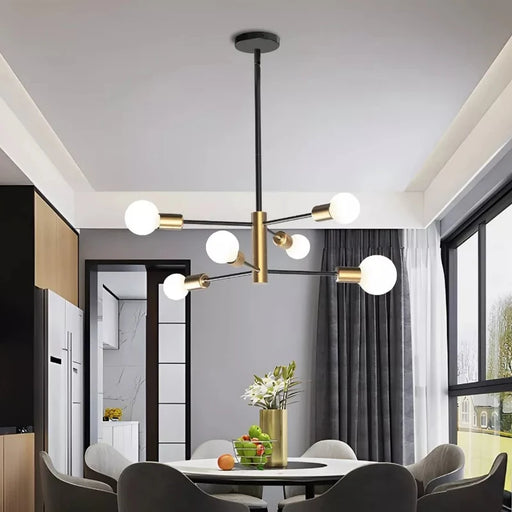Modern LED Sputnik chandelier with starburst design for stylish interior lighting