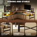 L-Shaped Computer Desk – Built-in Power & LED Lighting - Samanta Factory