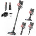 Cordless vacuum cleaner with 28Kpa suction and LED motorized brush, perfect for pet hair and carpets.