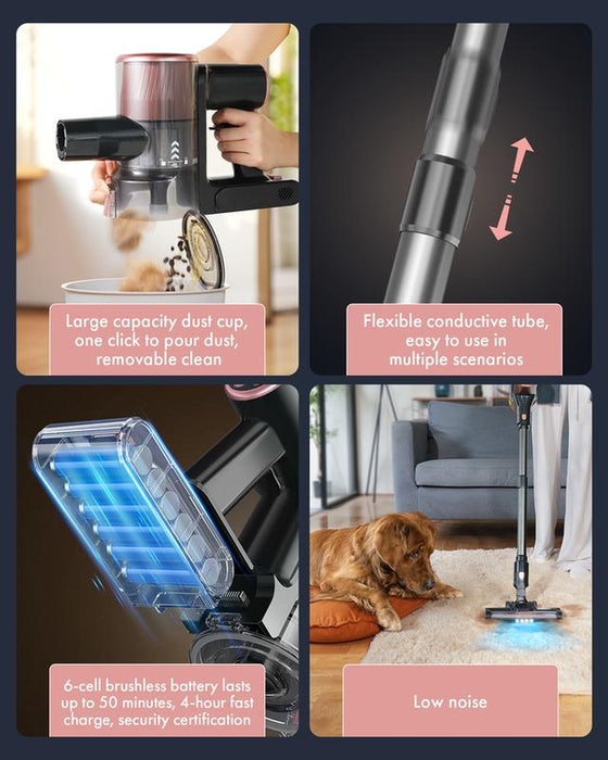 Homeika Cordless Vacuum Cleaner, 28Kpa Powerful Suction, 380W Powerful Brushless Motor, 8-In-1 Lightweight Handheld Vacuum Cleaner, 50-Minute Runtime, Removable Battery, for Pet Hair and Carpets
