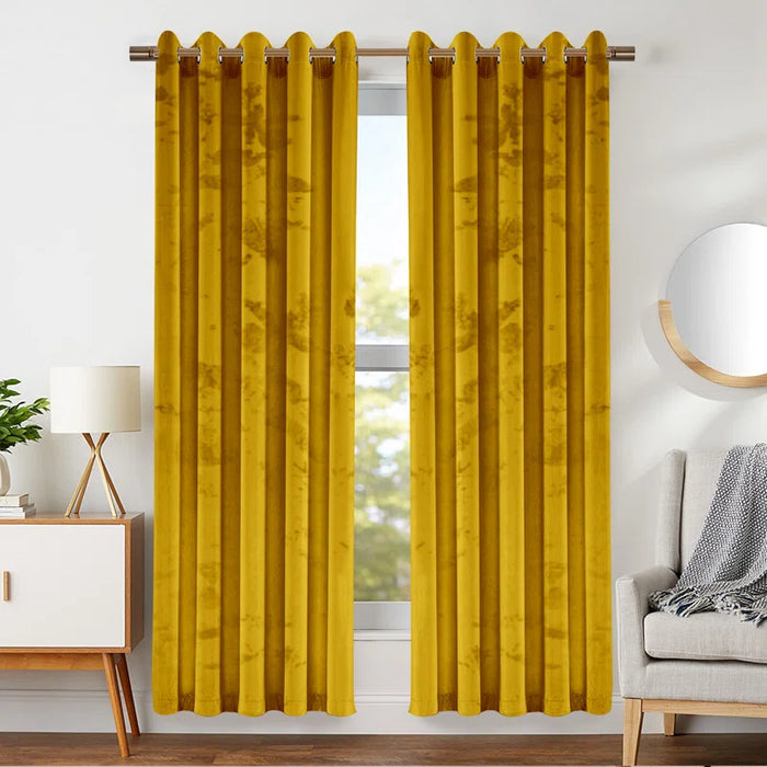 Luxurious, fully lined ring top velvet curtains in a modern home setting, showcasing elegance and sophistication.