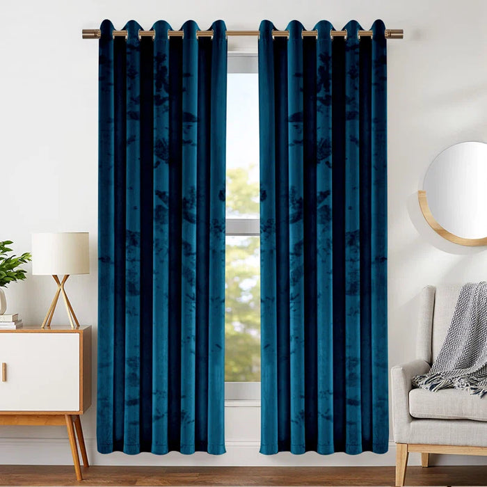 Myron Heavy Crushed Velvet Eyelet Room Darkening Thermal Drape Curtains