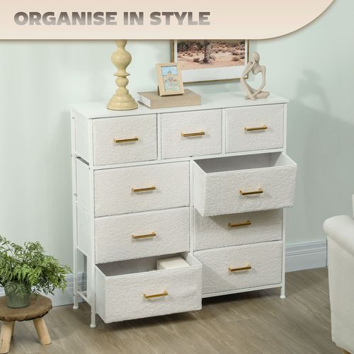 Storage Unit – Chic Cream White Design with Nine Drawers - Samanta Factory