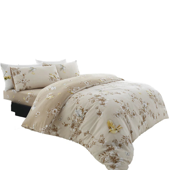 Birdie Blossom Cotton Blend Floral Duvet Cover Set with Pillowcases